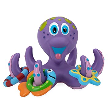 Floating Purple Octopus with 3 Hoopla Rings Interactive Bath Toy